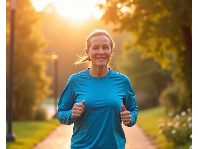An adult enjoying a light jog in a park, representing fitness tailored for adults 35+