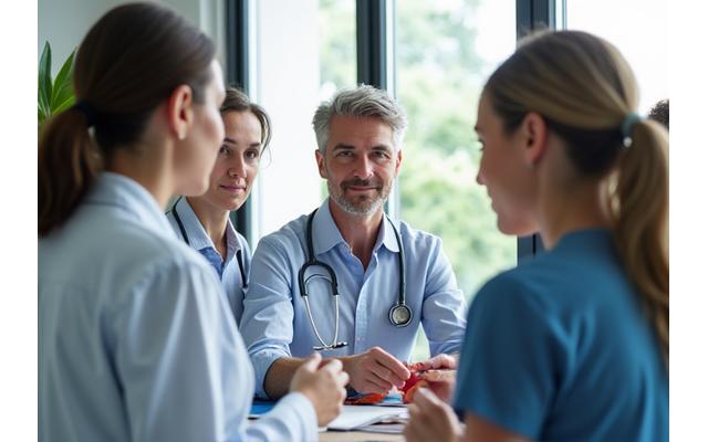 A diverse group of wellness experts in a collaborative setting, symbolizing professional guidance and support.