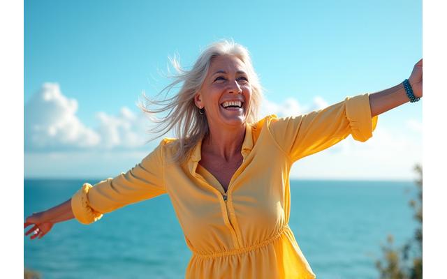 A vibrant individual bursting with energy, perhaps mid-stride or performing an active pose, symbolizing peak vitality and zest for life.