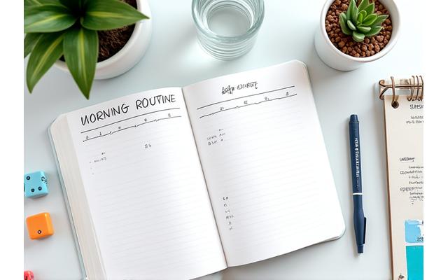 A visual representation of a daily schedule or planner with morning activities highlighted.