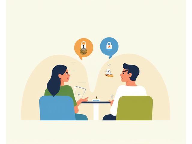 Illustration of a person asking a question and receiving support, with symbols of privacy and communication, representing Vigor Bloom Co.'s accessible privacy support.