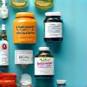 Variety of functional nutrition supplements, clean modern bottle designs