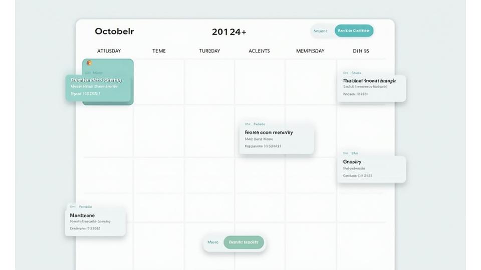 A digital calendar interface showing upcoming virtual wellness workshops for adults 35+, with detailed event cards and filtering options.
